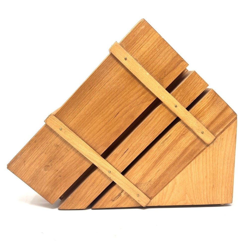 Mid‎ Century Modern Wooden Knife Block No Knives